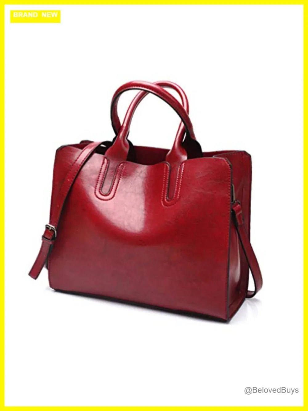 Large Faux Leather Tote Bag for Women, Work Shoulder Purse with Zipper Closure